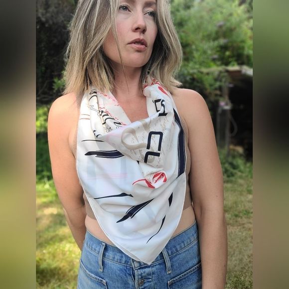 Saint James Accessories - Saint James Yacht Club Scarf Spring Summer White Red Pink Blue Square